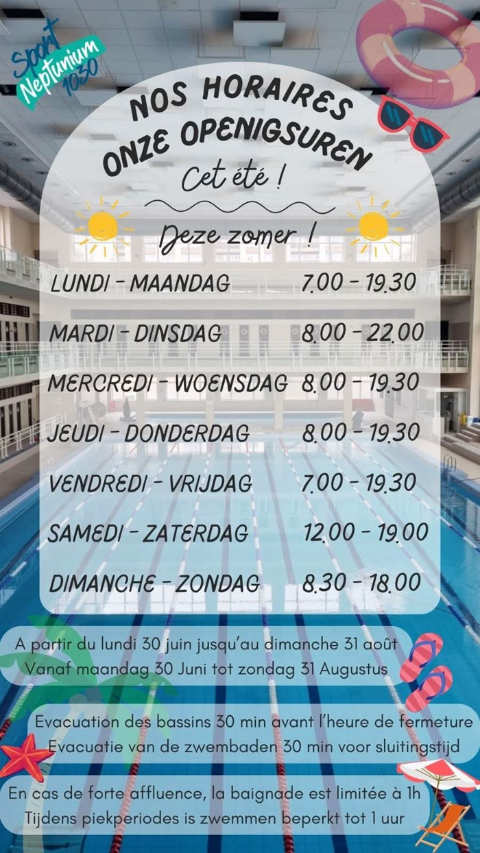 Swimming Pool Neptunium opening hours summer 2025